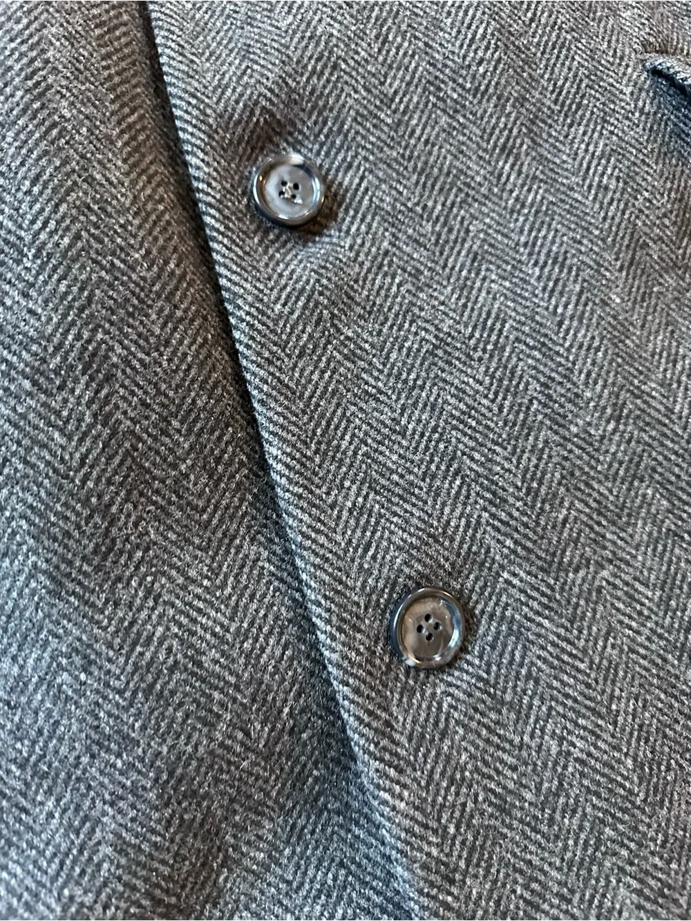 John Ashford Vintage Gray Wool Herringbone Overcoat
